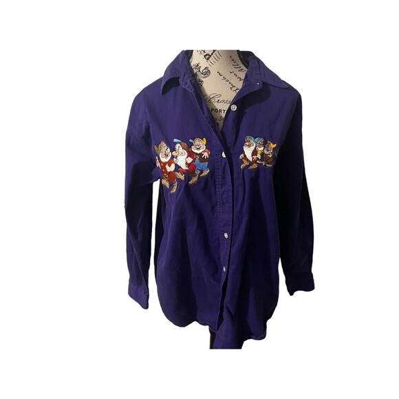Disney Tops - Vintage 90s Disney Store Women’s Purple Button Up Long Sleeve 7 Dwarfs Sz Large